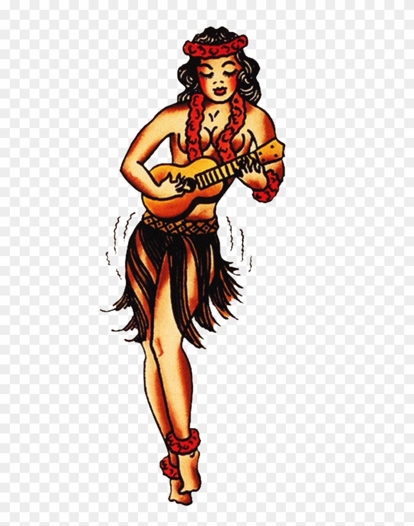 Sailor Jerry, Vintage Tattoo, Designs, Hula Girl, Ukulele, - Hawaiian Pin Up Girl #295377