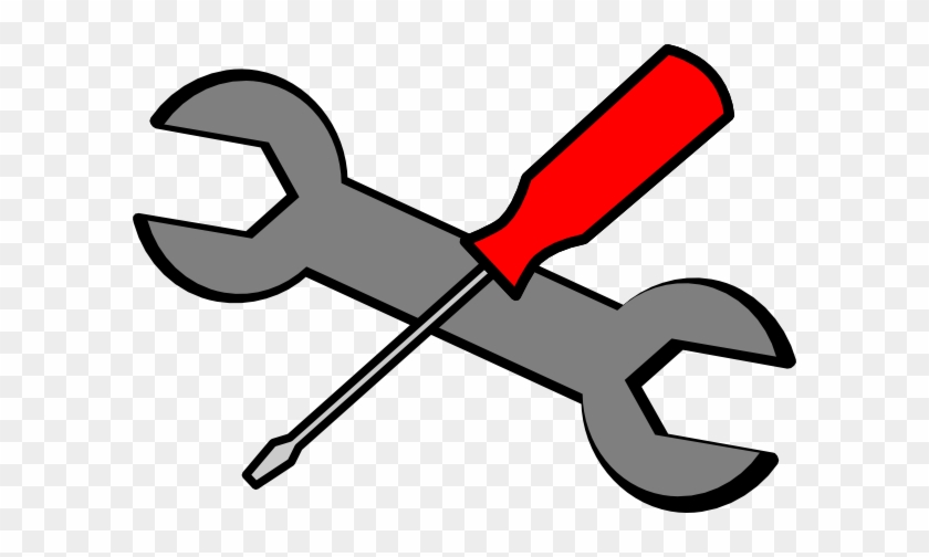 Red Screwdriver Over Wrench Clip Art At Clker - Wrench Icon #295473