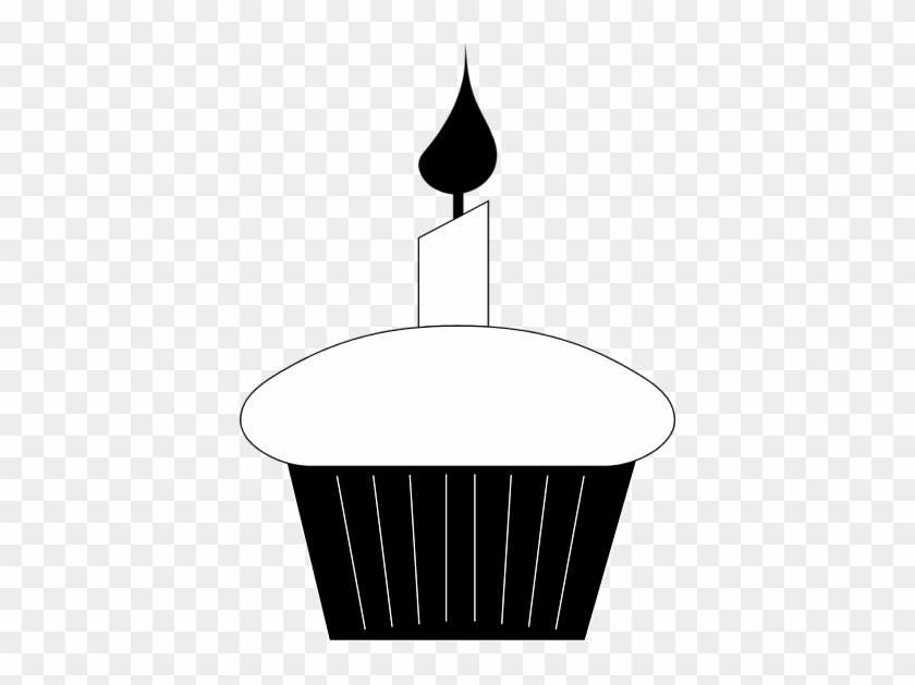 Birthday - Candle - Clip - Art - Black - And - White - Birthday Cupcake Clip Art #295476