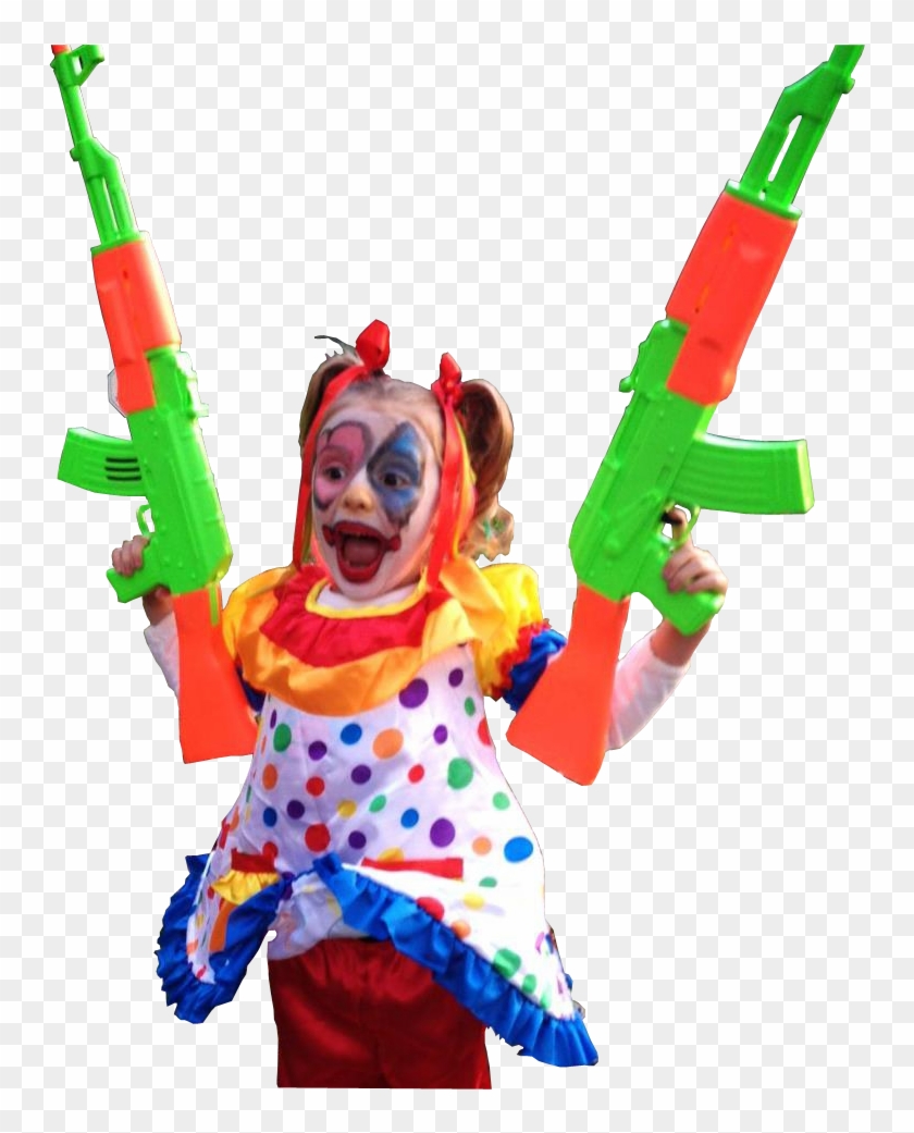 Personlittle Girl Dressed Like A Clown With Toy Guns - Clowns With Toy Guns #295567