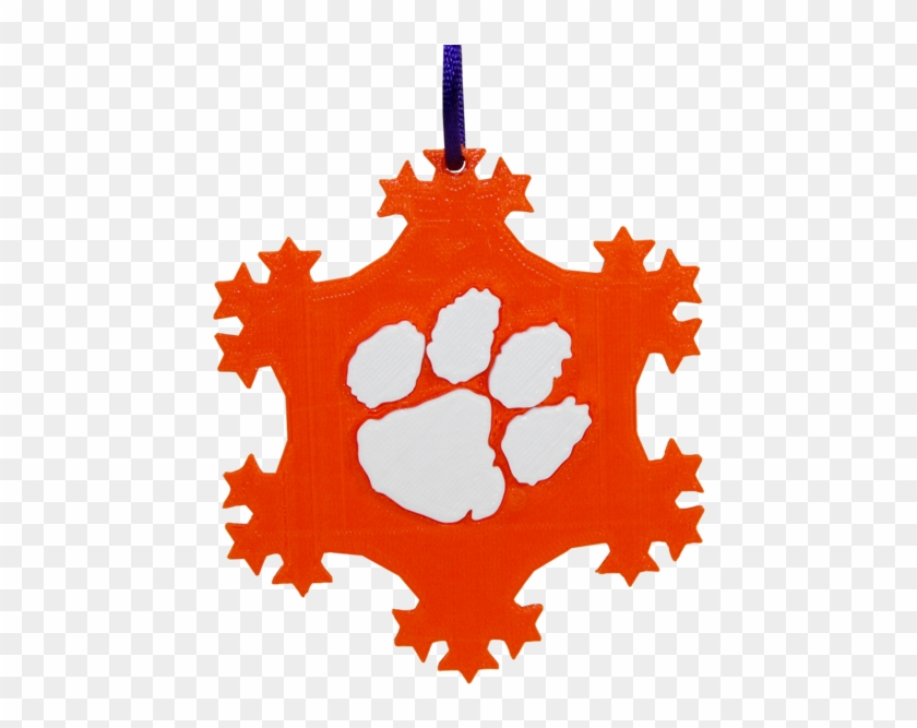 Clemson 3-d Printed Orange And White Snowflake Ornament - Clemson Tigers #295963