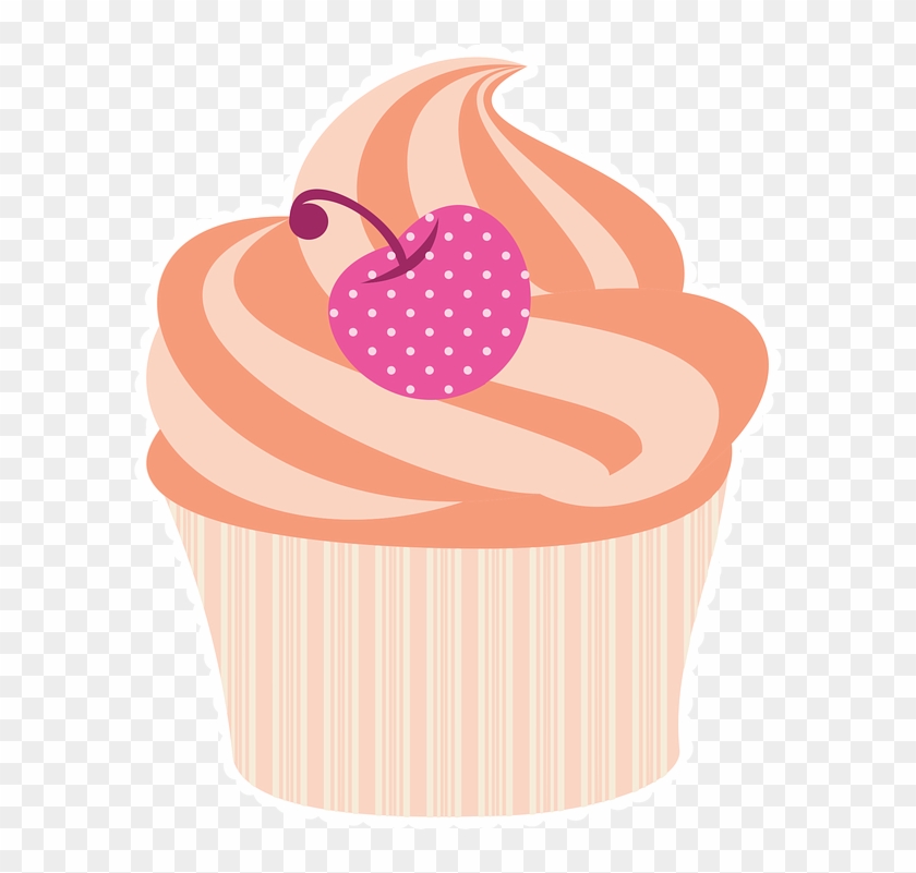 The Baking Bucket List - Orange Cupcake With Pink Cherry (red) And Orange Stripes #296024