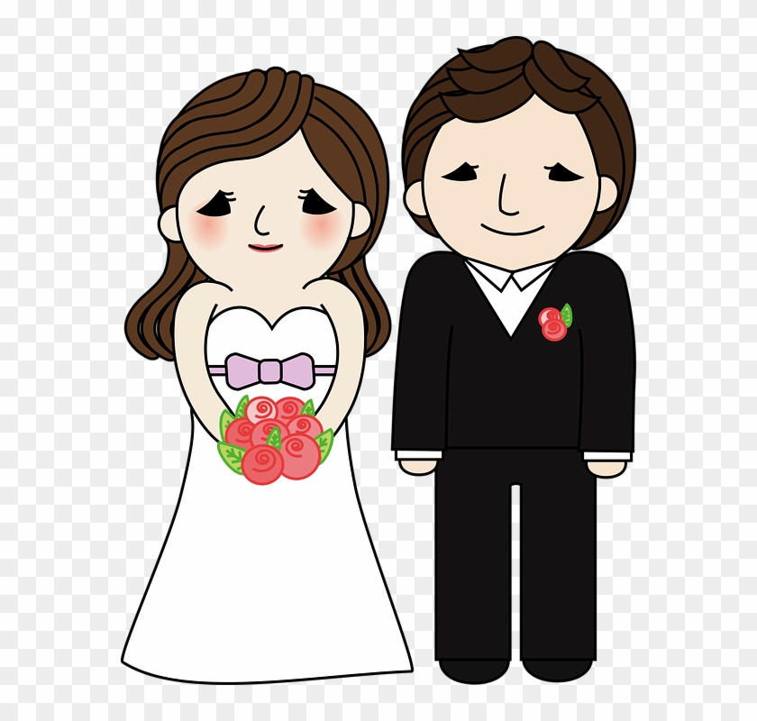 funny cartoon bride and groom