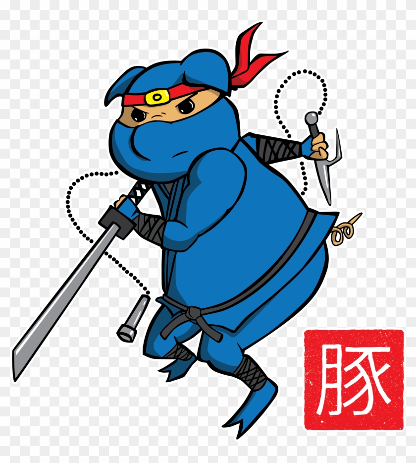 Vector Cartoon Illustration Of A Ninja, Who Is In Fact, - Pig #296086