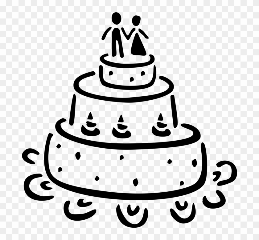 Vector Illustration Of Multi-tiered Wedding Cake Traditional - Bolo De Casamento Vetor Png #296343
