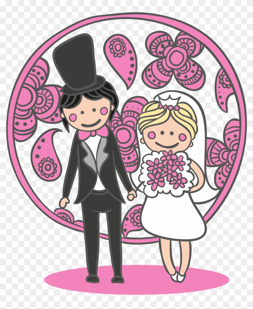 Cartoon Bride And Groom Vector Illustration - Cartoon Bride And Groom Vector Illustration #296503