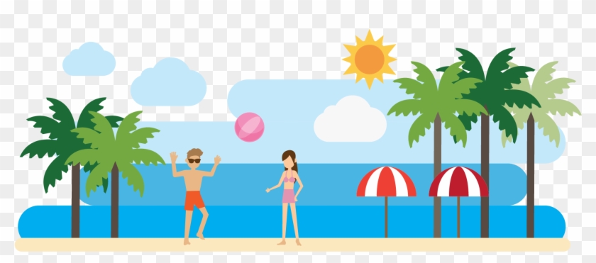 Vector Beautiful Palm Beach - Vector Graphics #296442