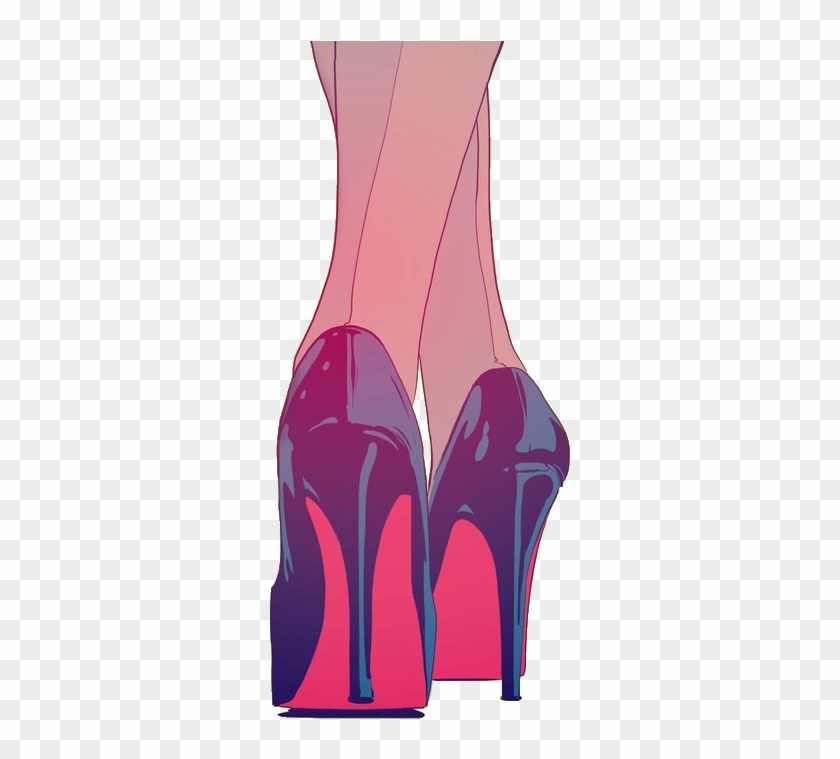 Drawing Art Girl Tumblr Fashion Heels Shoes Cartoon - Red Bottom Shoes Cartoon #296621