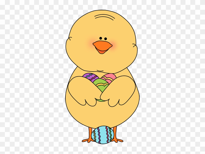 Baby Chicks With Flowers - Easter Chick With Eggs Clipart #296632