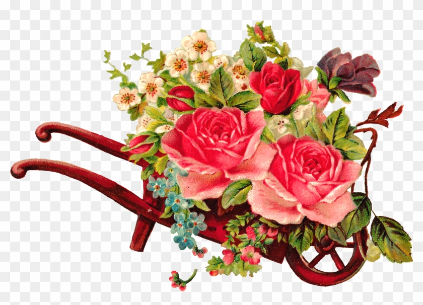 Wheelbarrow With Flowers Clipart - Wheelbarrow With Flowers Clipart #297078