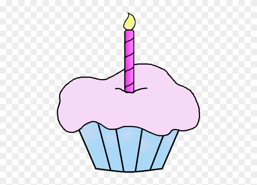 Birthday Girl Cupcake With Candle Clip Art #297080