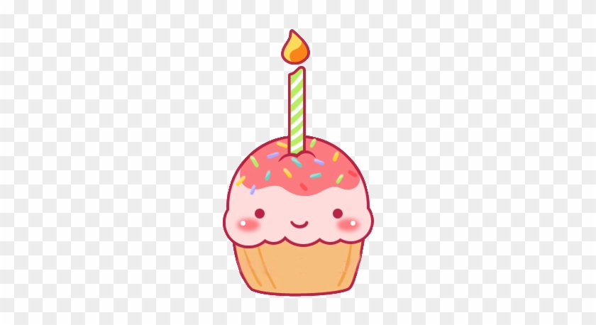 Cute Food Material - Happy Birthday Cupcake Cartoon #297209