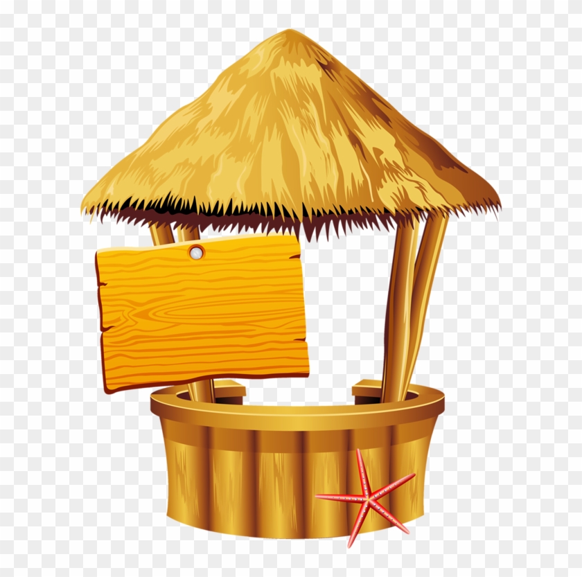 Beach Hut With Wooden Blank Sign - Beach Bar Clipart #297568