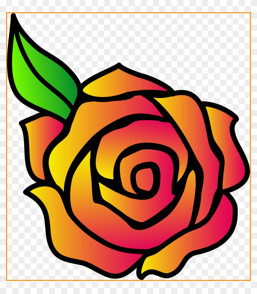 Best Pink And Yellow Hybrid Rose Clip Art Pics Of Flower - Cartoon Rose Drawing #297583