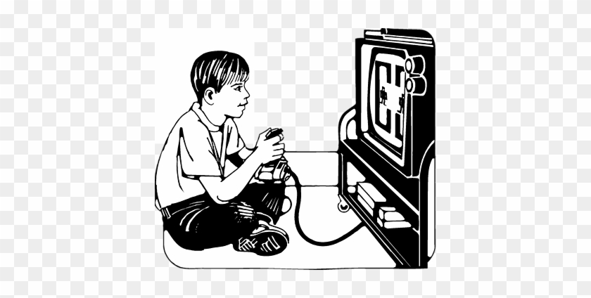 Vector Video Editing Icon - Playing Computer Games Black And White #297634