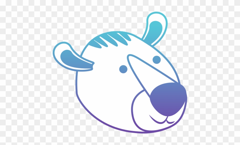 Tiger Cartoon Head In Degraded Blue To Purple Color - Vector Graphics #297775