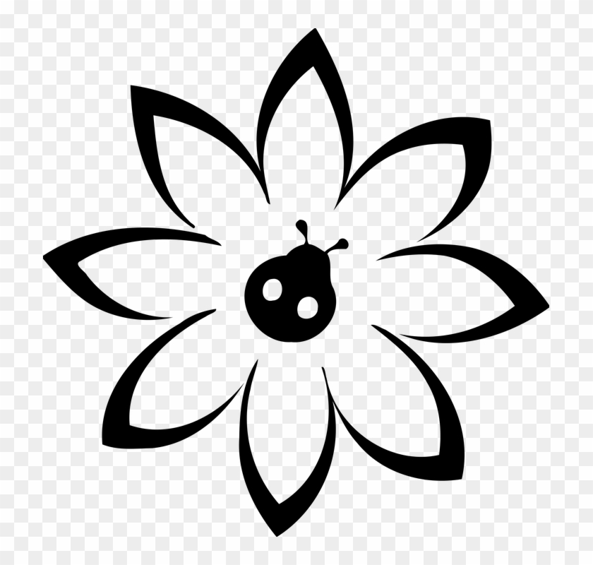 Super Black And White Cartoon Flowers 5, Buy Clip Art - Bloem Zwart Wit IP-87