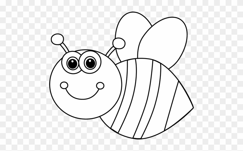 Black And White Cute Cartoon Bee Clip Art - Cute Butterfly Clipart Black And White #297990