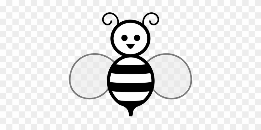Honey Bee Wasp Bee Black White Insect Anim - Bee Clipart Black And White #298007
