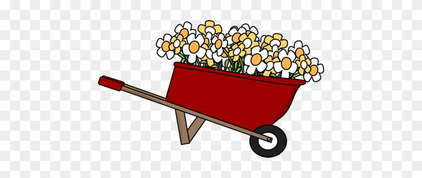 Cool Flower Clip Art Backgrounds Wheelbarrow Filled - Wheelbarrow With Flowers Clipart #298089