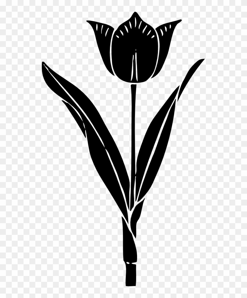 Black And White Flower Tattoos - Tulip Silhouette #298092