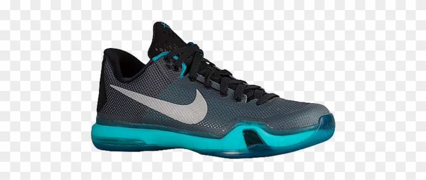 Nike Men's Metallic Silver Radiant Emerald Black Basketball - Kobe X Shoes Blue Black #298133