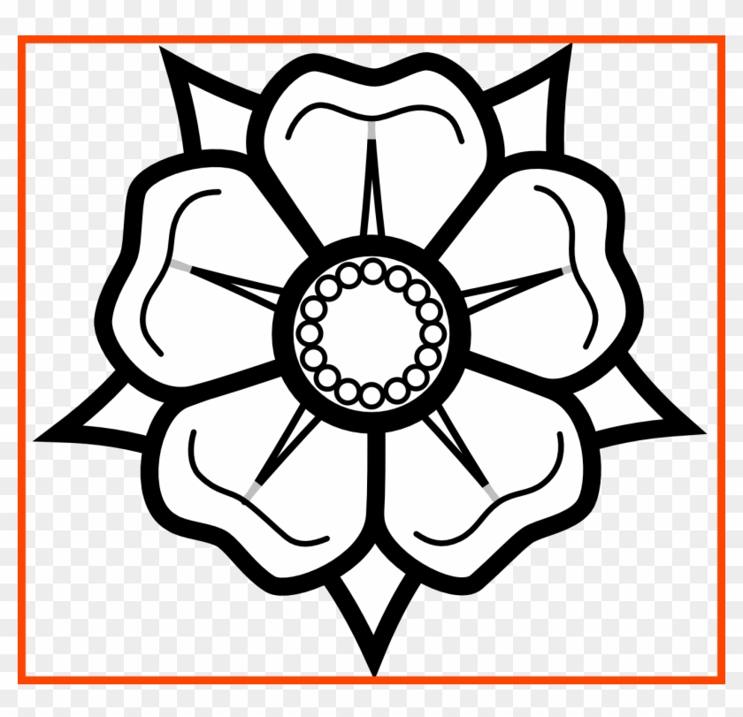 Fascinating Heraldisch Lippische Rose Black White Line - Easy Flowers To Draw #298157