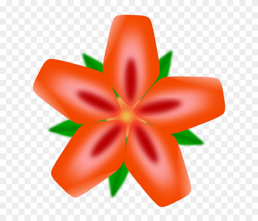 Spring Red, Flower, Flowers, Cartoon, Orange, Border, - Hawaiian Flowers Clip Art #298444