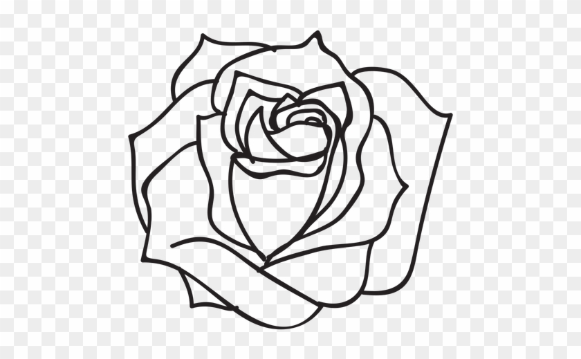 Blooming Rose Stroke Icon Flower - Roses Black And White Png #298526