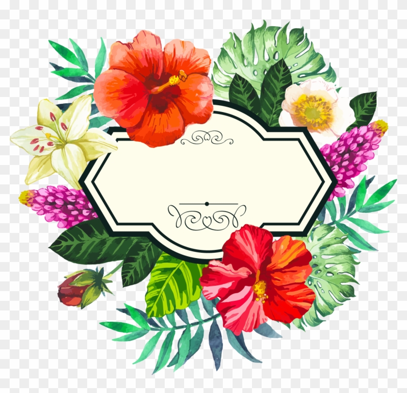 Flower Picture Frame Clip Art - Free Vector Tropical Flowers #298668