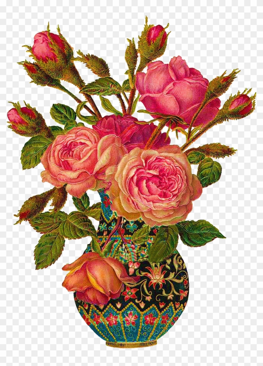 Free Vintage Flowers ~ Vintage Pink Roses In Ornate - Ya Hayyu Ya Qayyum #298887
