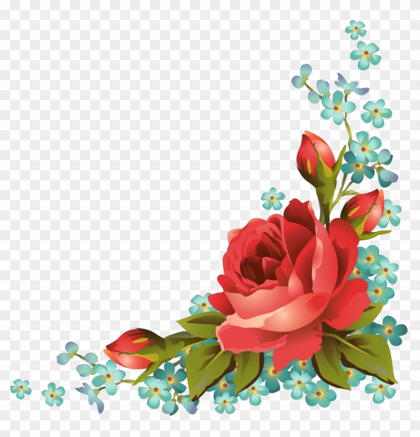 Ftestickers Art Floral Flowers Roses Corner Vintage - Flower #298914