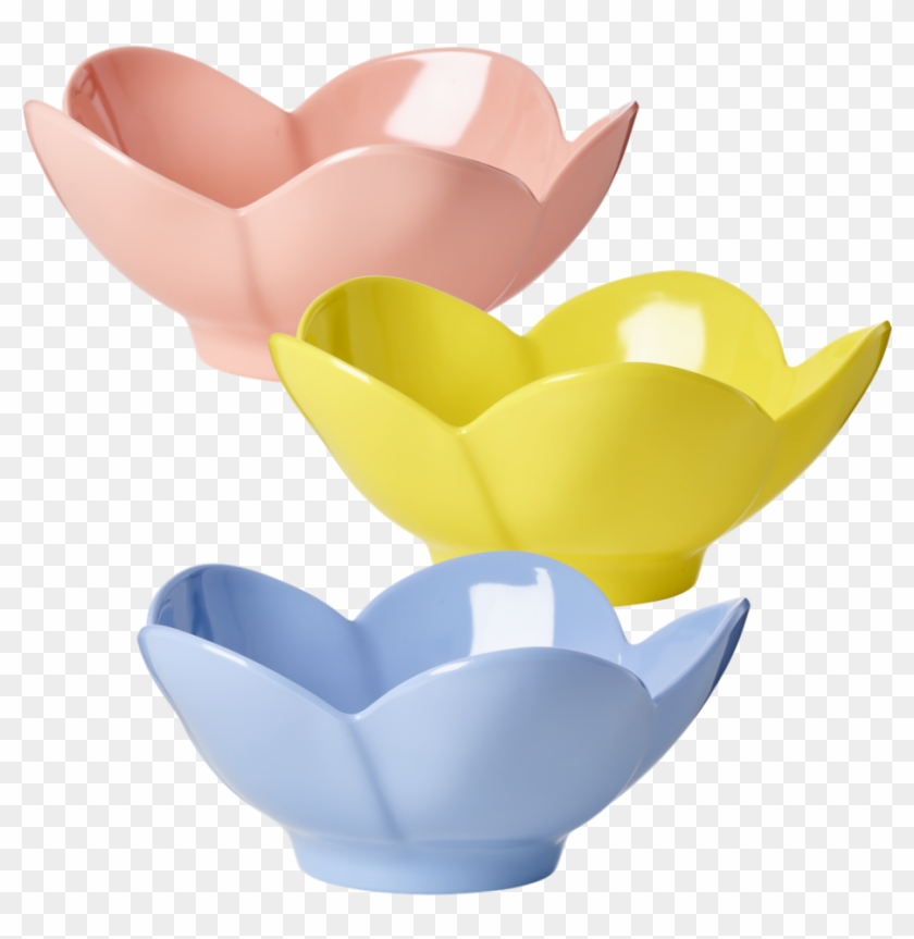 Flower Shaped Melamine Bowl In 3 Assorted Colours Coral, - Rice Bowl And Mug - Melbw-floxc - Pink #298988