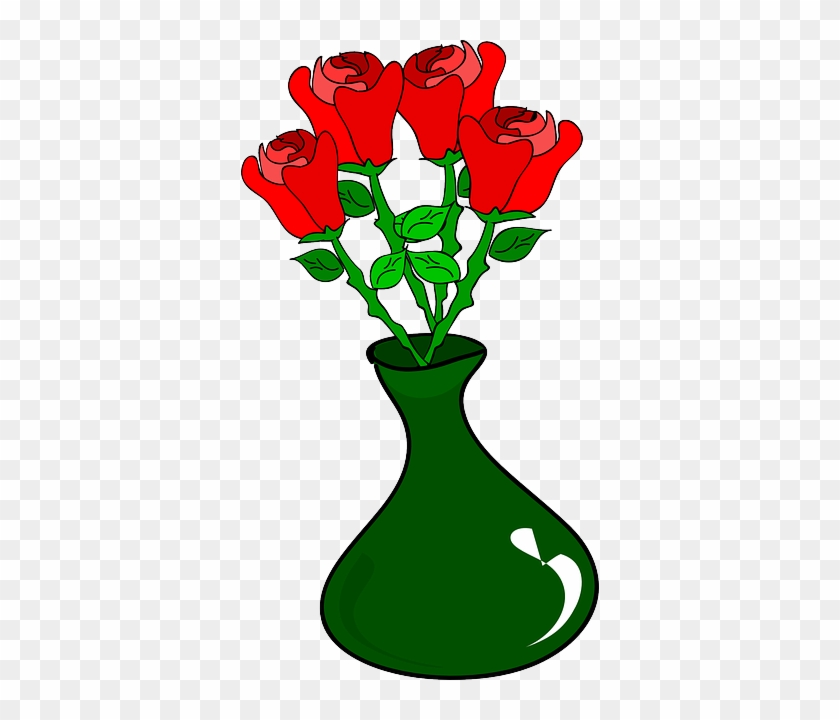 Jar Vase, Roses, Flowers, Jar - Vase Of Roses Clipart #299045