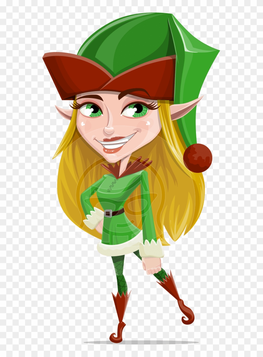 A Female Elf Vector Cartoon Dressed In A Christmas - Female Elf For Christmas #299249