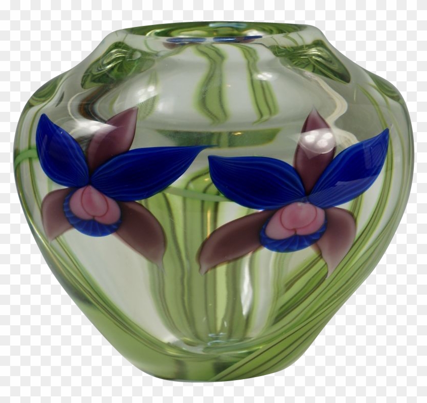 Orient & Flume Orchid Paperweight Vase Signed By Artist - Vase #299258