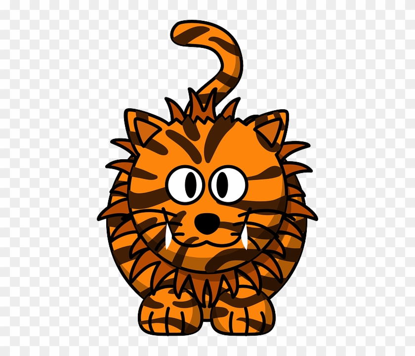 Cat, Tiger, Animal, Cute, Hybrid, Liger, Lion, Orange - Custom Cartoon Liger Shower Curtain #299293