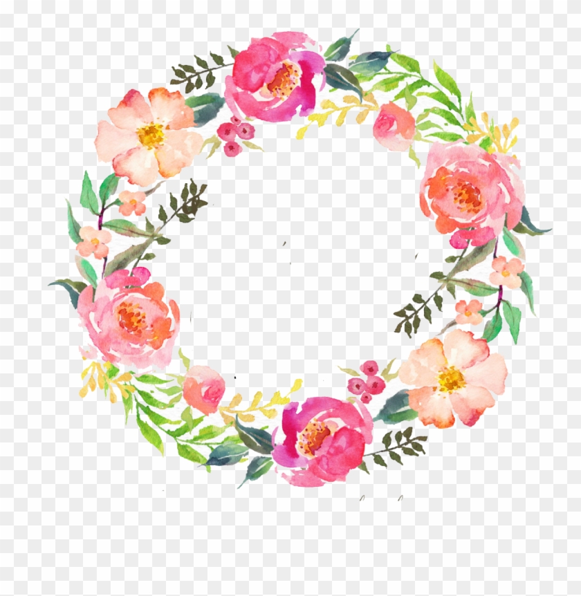 Watercolour Flowers Wreath Watercolor Painting Garland - Water Color Flowers Wreath #299442