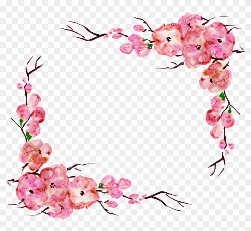 Vector Hand Painted Pink Flower Label - Png Flowers Label #299449