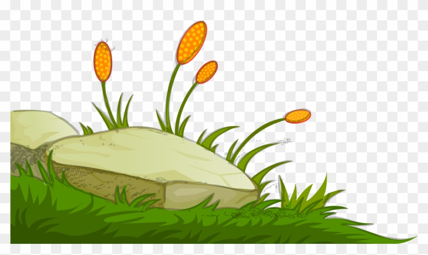 Flowers Stone Edge - Cartoon Grass Png #299544