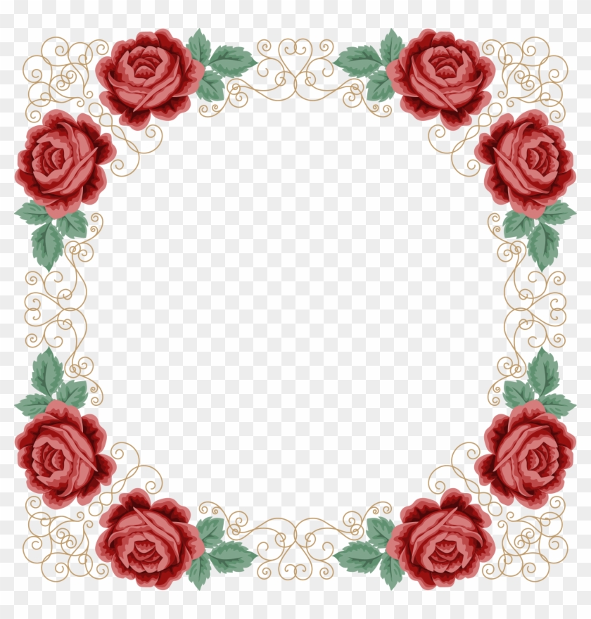 Com / Floral Frame - Moldura Quadrada Foto Png #299555