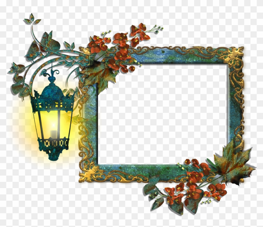 Frame With Flowers And Shining Lamp - Gallery Yopriceville Com Frames #299625