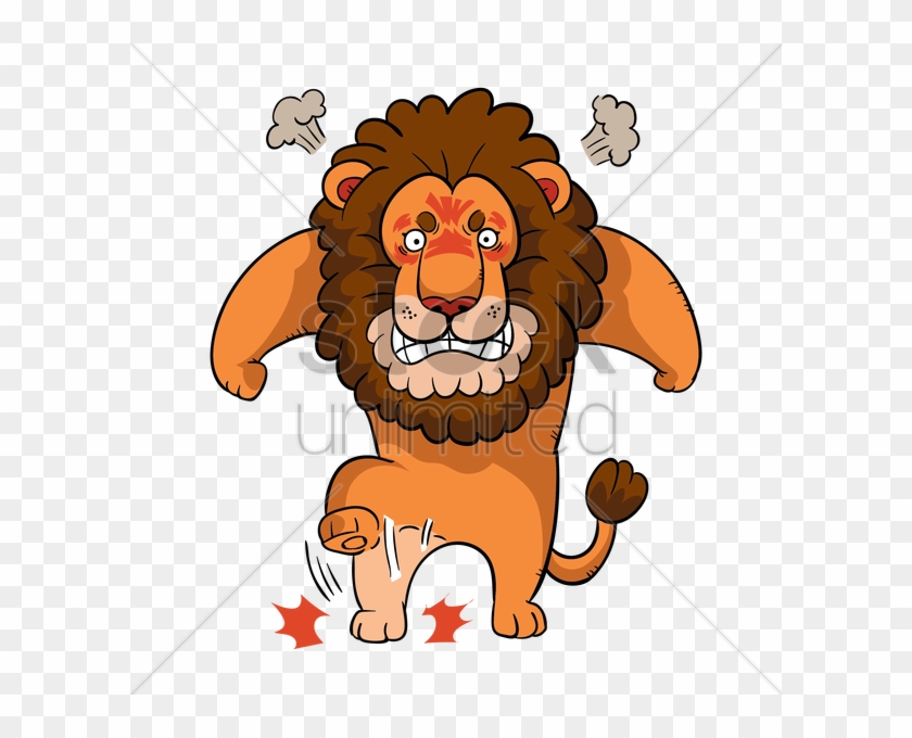 Cartoon Lion Feeling Angry Vector Image - Angry Lion Face Cartoon #299734