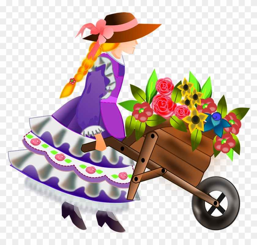 Wheelbarrow Flower Girl, Girl, Woman, Flowers, Barrow, - La Sombra De Las Muchachas En Flor [book] #299780