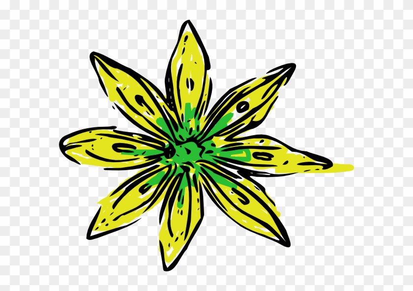 This Free Clip Arts Design Of Yellow Green Flower - White Flower Outline Png #299787