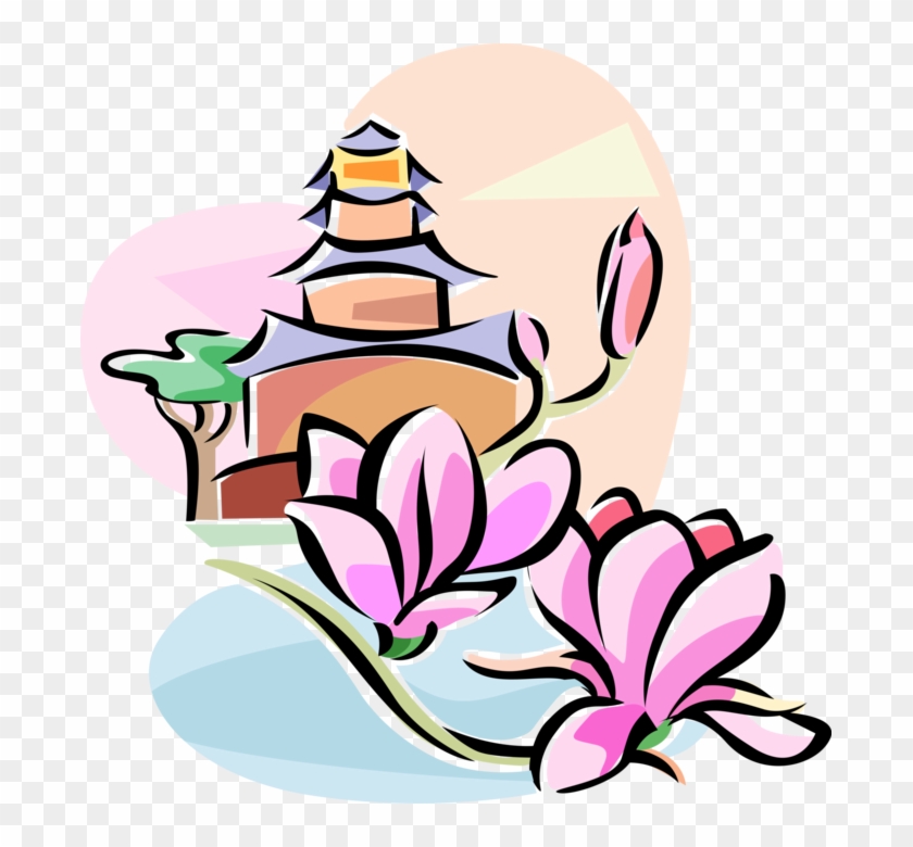 Vector Illustration Of Chinese Yulan Magnolia Flower - Culture #299936