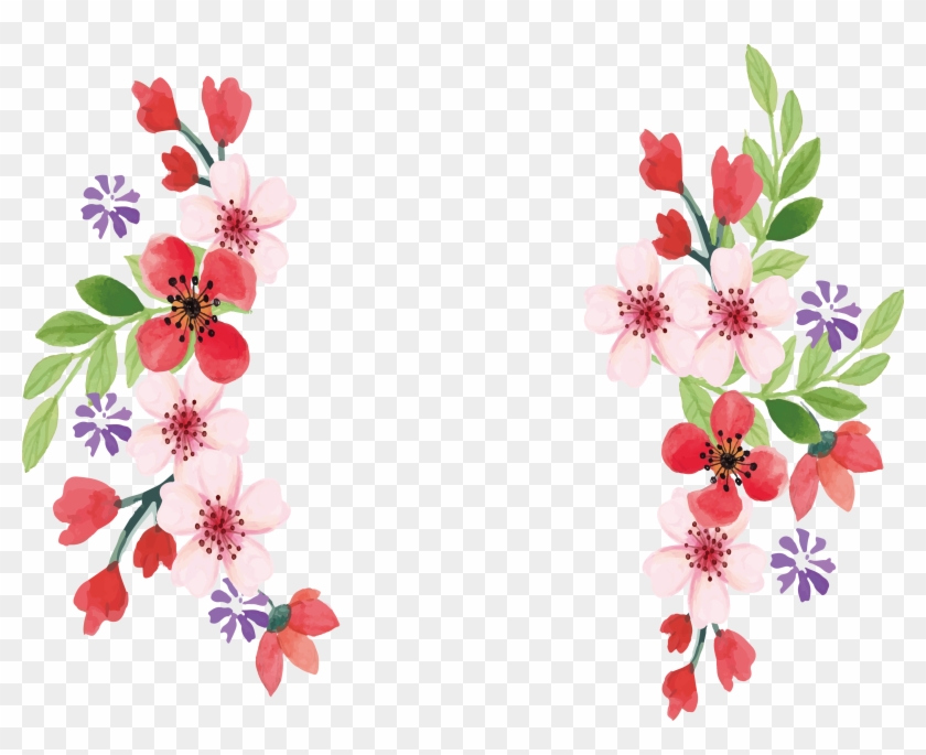 Flower Watercolor Painting - Flowers Borders Vector Png #299960