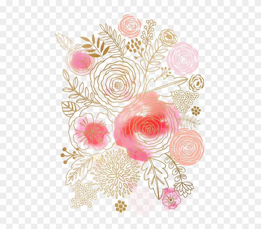 Flower Watercolor Painting Floral Design Pink - Rose Gold Floral Background #300013
