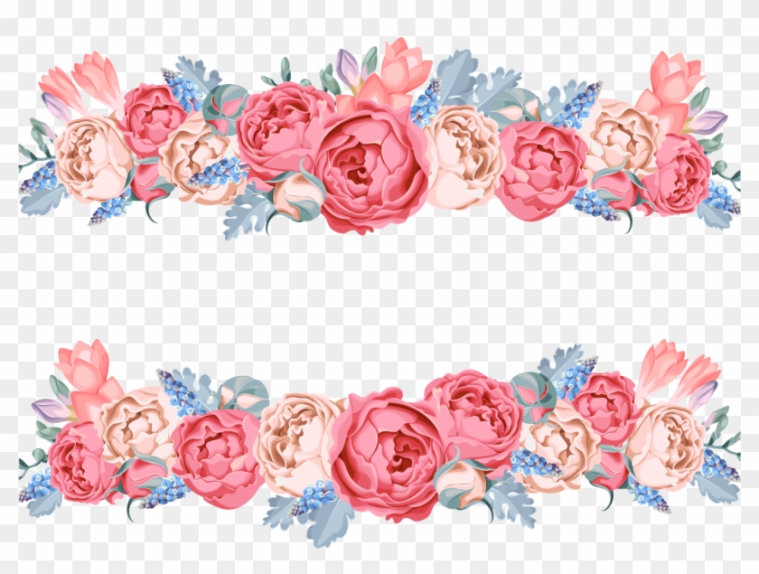 Flower Floral Design - Pink And Blue Flowers Png #300022