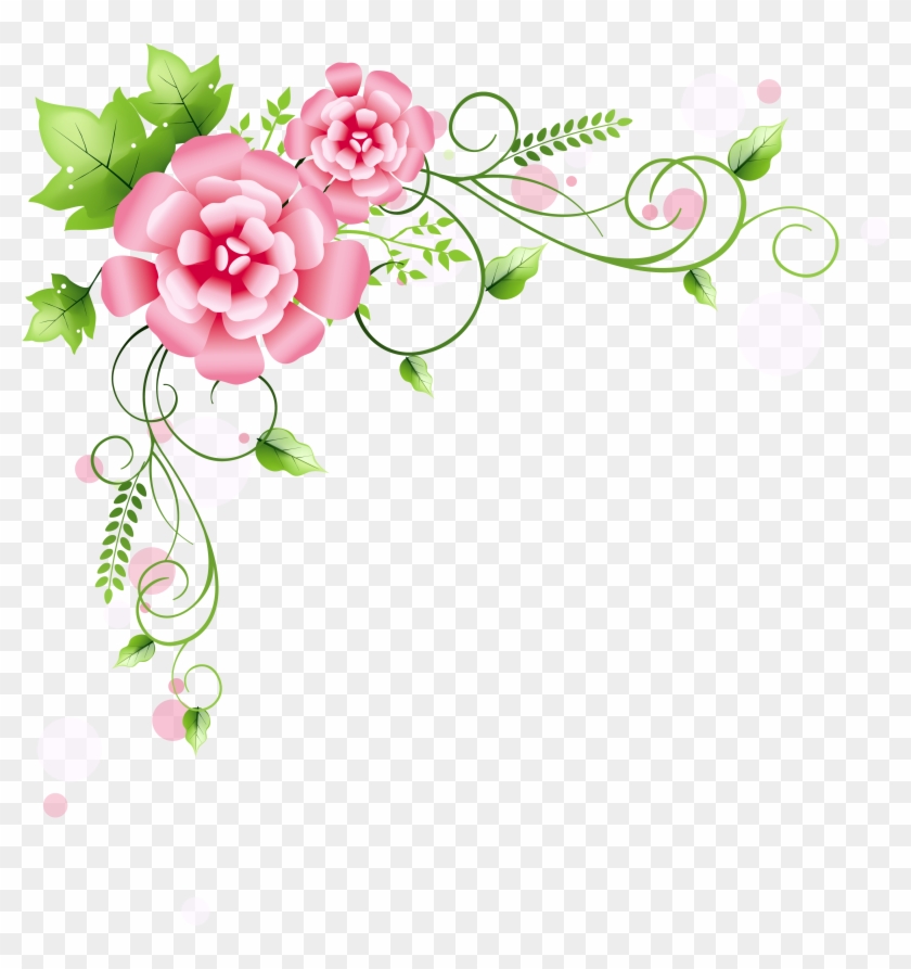 Pink Flower Clipart Flower Decoration - Flower Border Png #300031